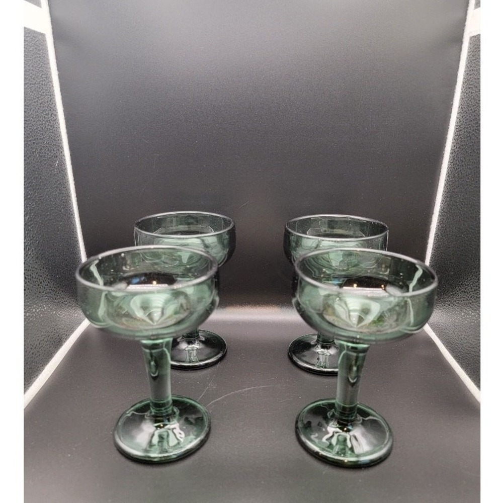 MCM Style Coupe Glasses Green Barware Margarita‎ Cocktail Wine